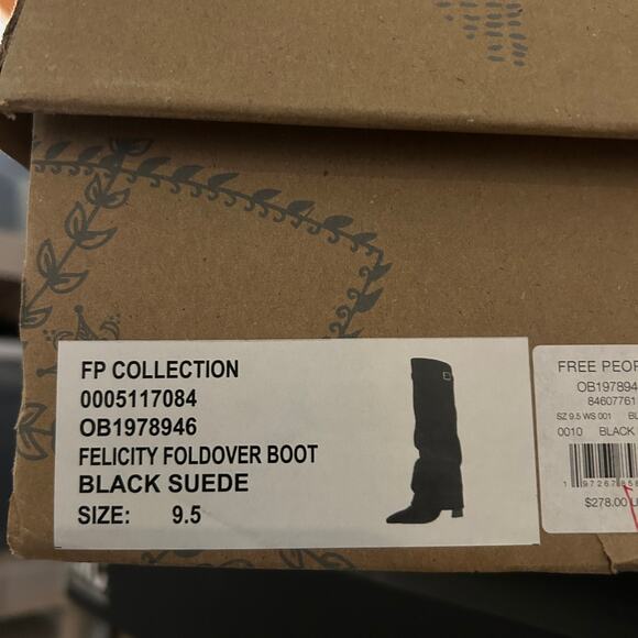 New Free People Felicity Foldover Suede Pull On Boot Black Women's 9.5 NWB - Picture 11 of 11